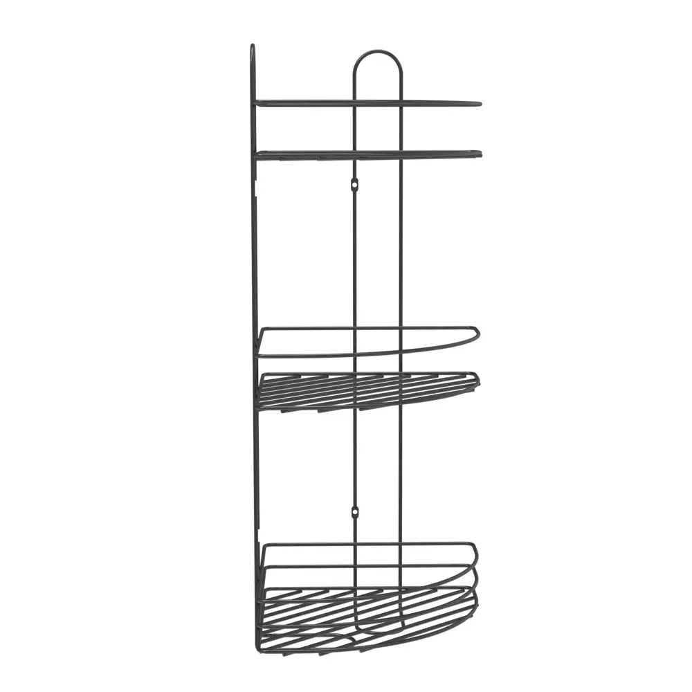 Полка для ванной Lemer Nil трехъярусная 23x23 см металл цвет графит STLM-2093827 - Вид №3