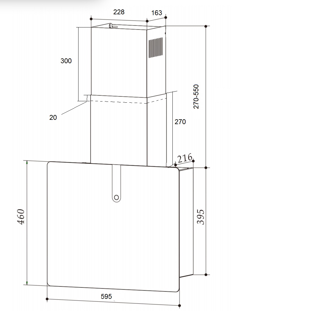 9014699 Вытяжка каминная KRONA AURA 600 S белый/белый STDN-0047551 - Вид №15