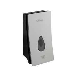 GFmark - Дозатор жидкого МЫЛА, универсальный, пластиковый, СЕРЫЙ, с глазком - капля, 400 мл, код: 642