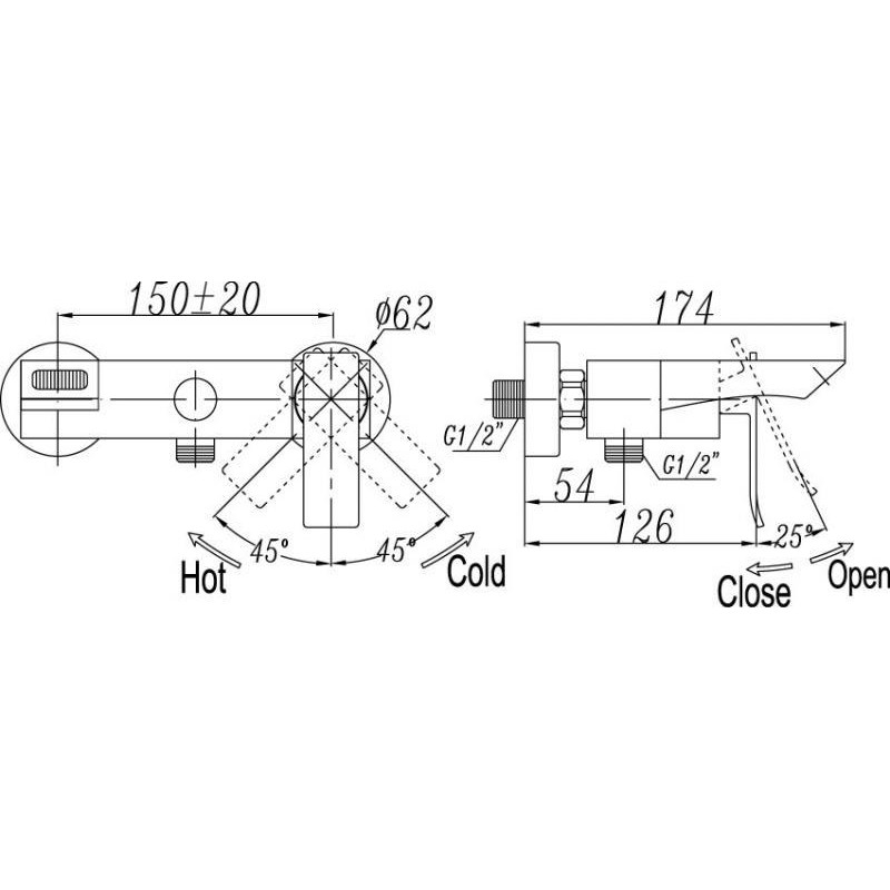 Смеситель для ванны и душа BelBagno TICINO TIC-VASM-CRM  - Вид №1