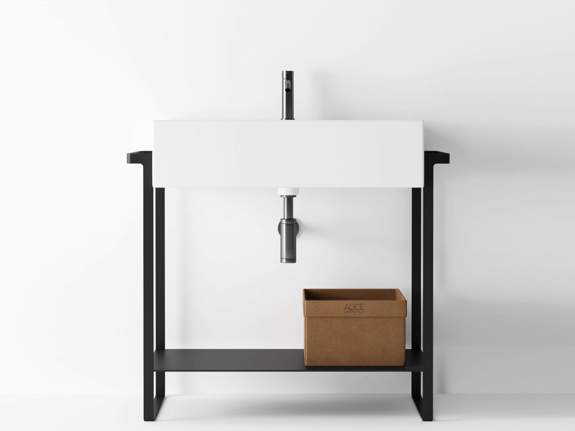 Напольная консольная раковина с настенным креплением Alice Ceramica Kubo ARCH-00081386