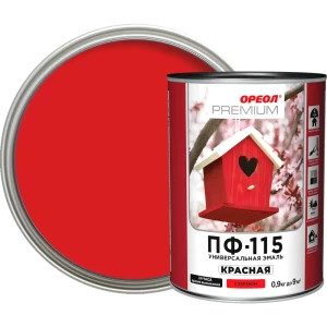 Эмаль Ореол Premium ПФ-115 глянцевая цвет красный 0.9 кг 82216110 STLM-2142225