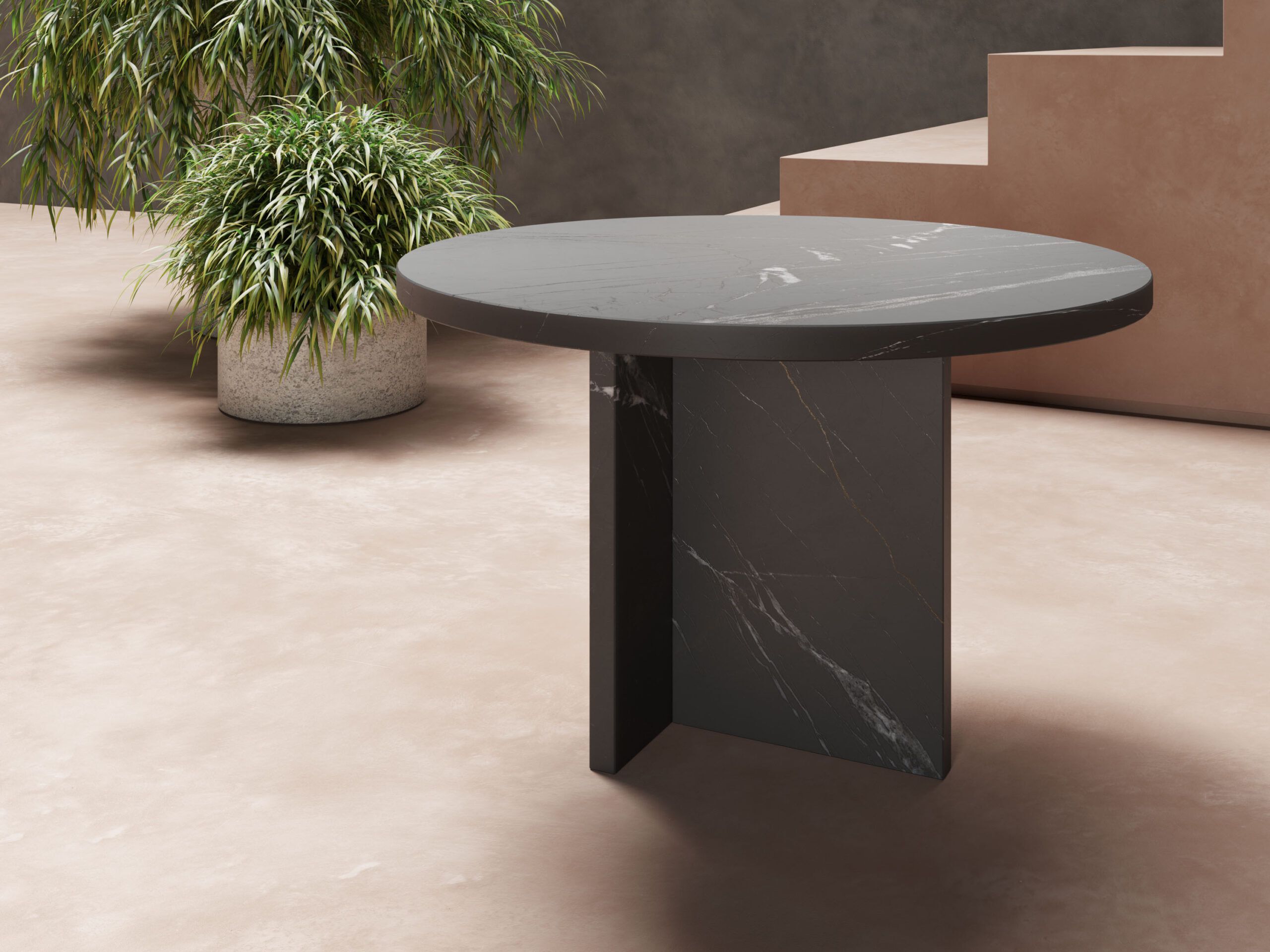 Низкий круглый мраморный журнальный столик Sahara Noir MILLE997 Element ARCH-00004573