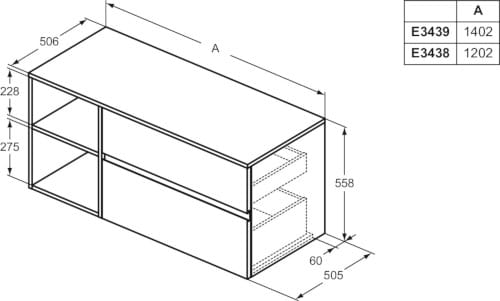 Подвесной умывальник с ящиками Ideal Standard Finesse ARCH-00111002 - Вид №1