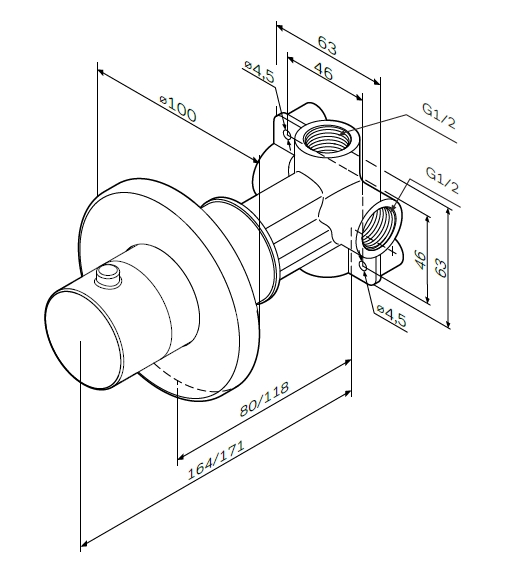 F0800100 Переключатель на три положения монтируемый в стену хром шт. AM.PM  - Вид №7