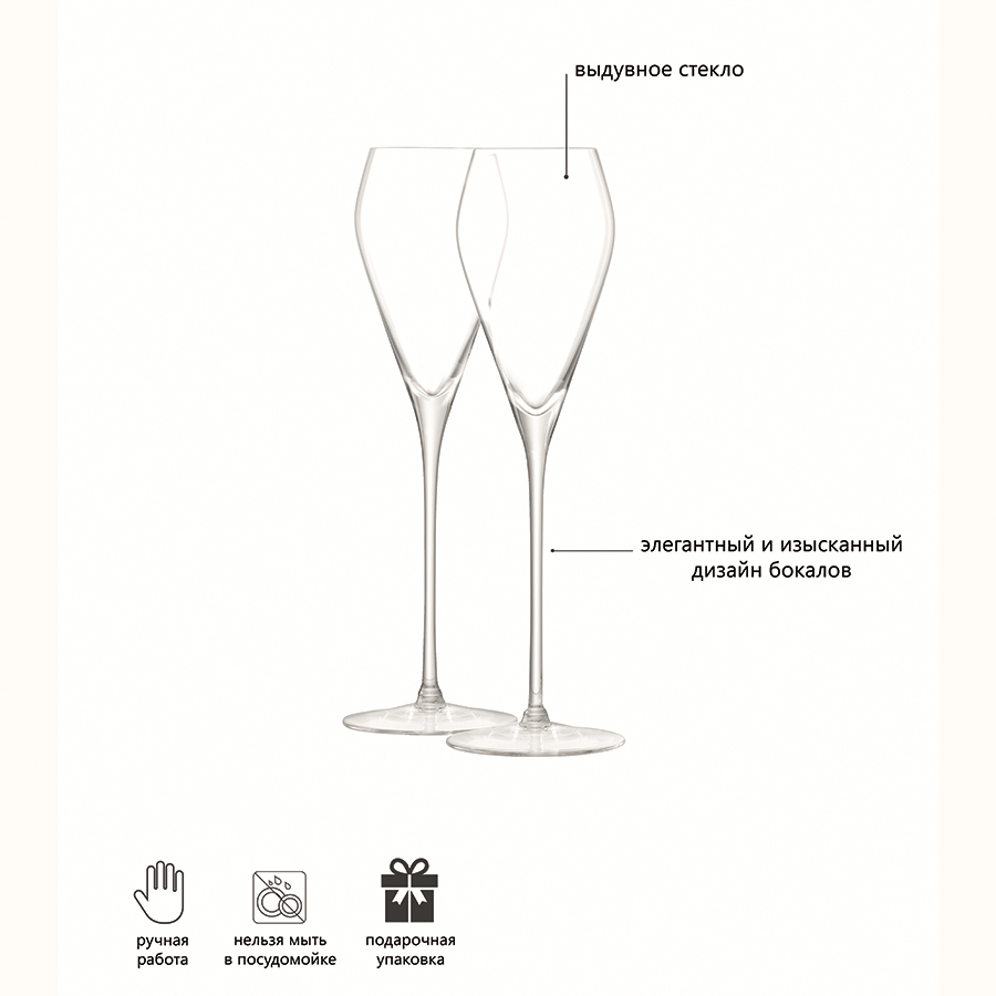 G1309-10-301 Набор бокалов для просекко wine, 250 мл, 2 шт. LSA International  - Вид №7
