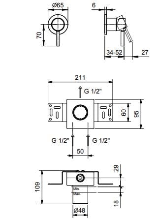Дистанционное управление на стене Fantini Rubinetti NOSTROMO SMALL ARCH-00130346 - Вид №2