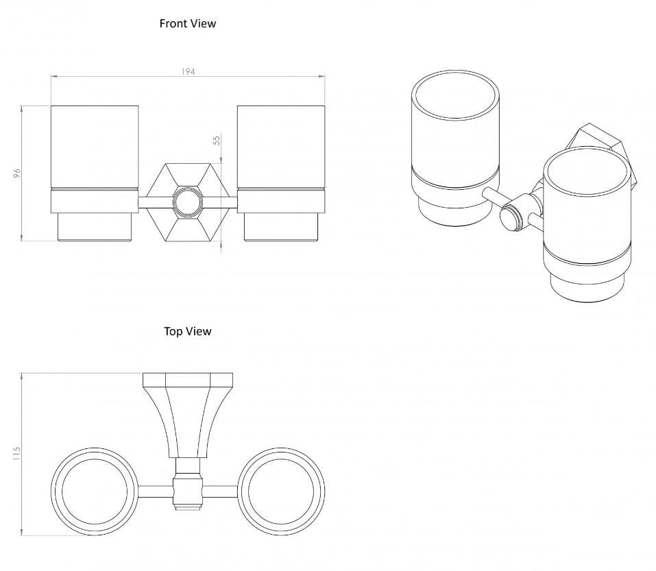 Керамический двойной настенный держатель зубной щетки LUSSO Eton ARCH-00004136 - Вид №3