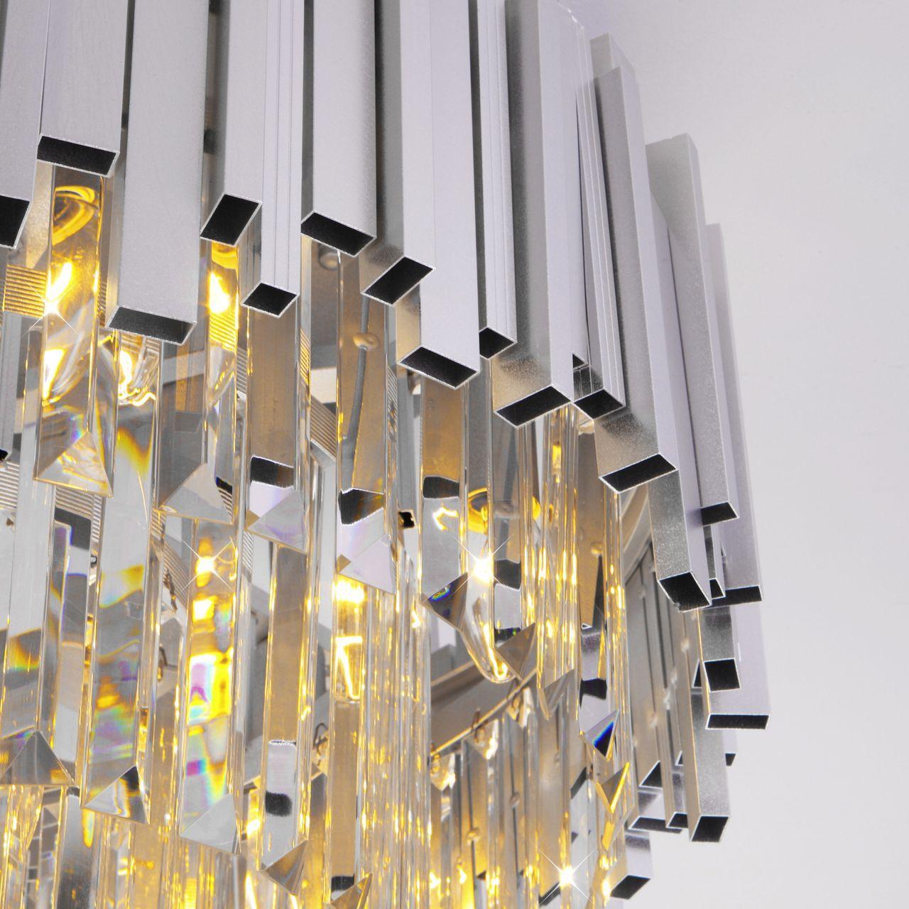 Люстра потолочная серебристая Bogates 308/9 Strotskis 308/9 BOGATES ДИЗАЙНЕРСКИЕ, PIANO 00-3887893 Прозрачный;серебро  - Вид №3