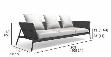 RODA Садовый диван 3 мест из ткани batyline® Piper sun-id-1412803 - Вид №2