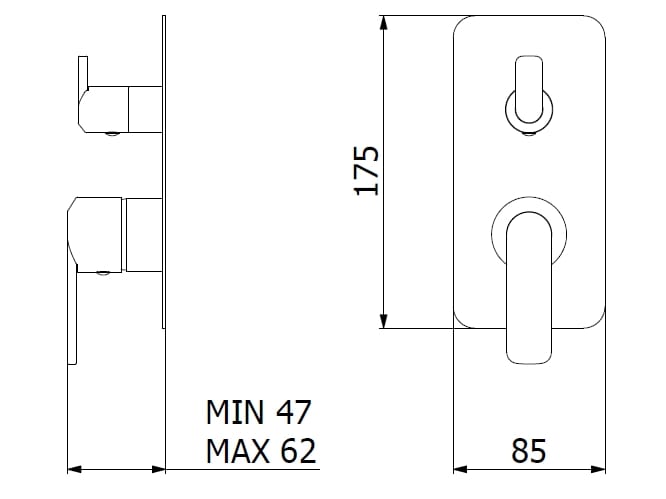 Однорычажный смеситель для душа с 2 отверстиями и переключателем IB C-67 ARCH-00029548 - Вид №13