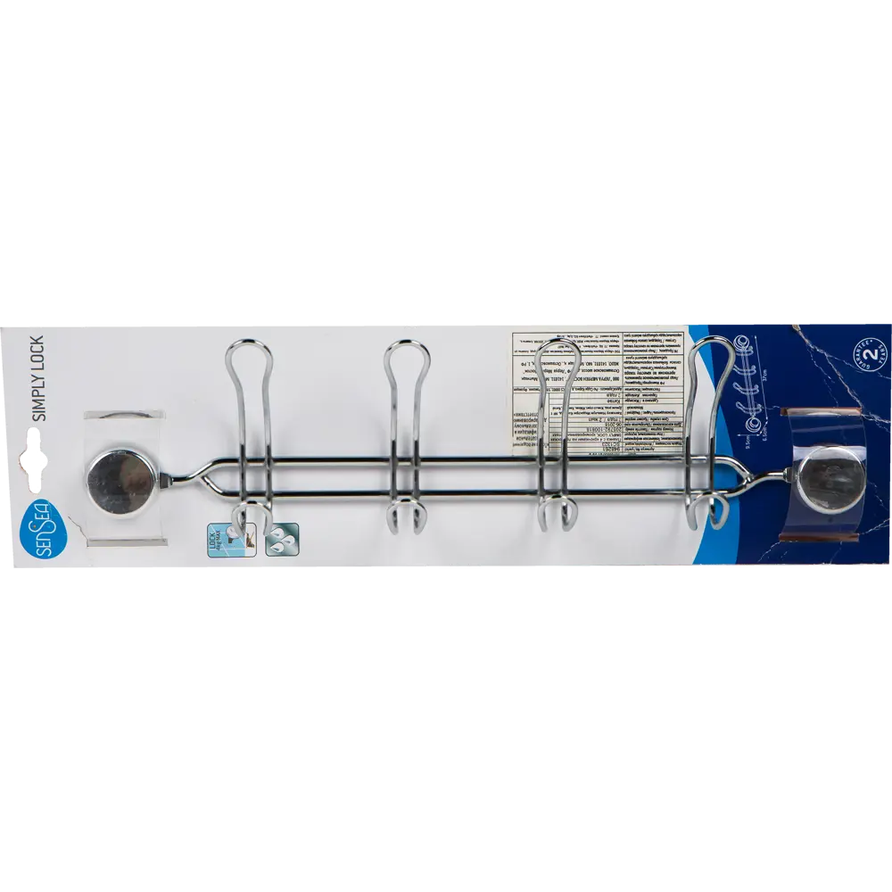 Планка Sensea «Simply Lock» 4 крючка на присоске цвет хром STLM-2115728 - Вид №4