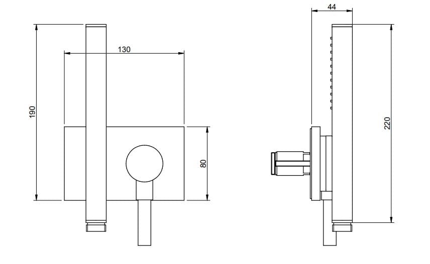 Термостатический набор для душа из латуни с пластиной Rubinetterie Treemme Watt ARCH-00050286 - Вид №6