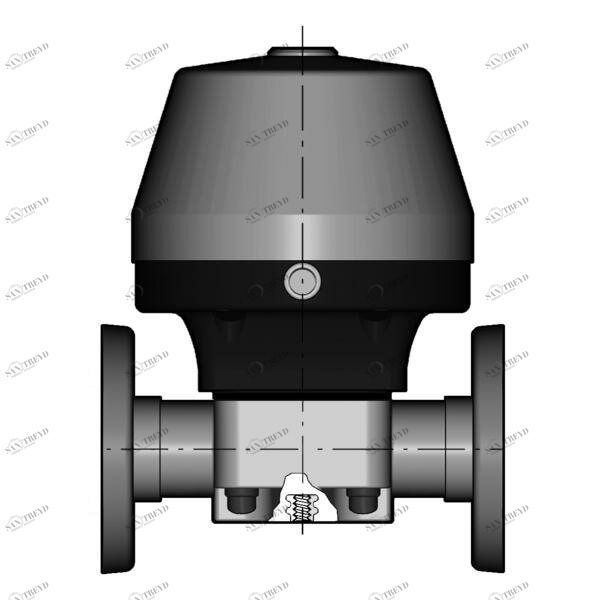 SANIT 227485381100110 2/2-ходовой мембранный клапан ВМ / СР, ПП д, 90 д 110 фиксированный фланец, NC 