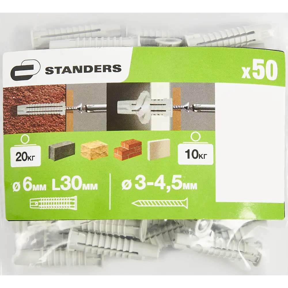 Универсальный дюбель STANDERS PDU N 6×30 мм для надежного крепления, 50 шт 83387855 STLM-0040762 - Вид №5