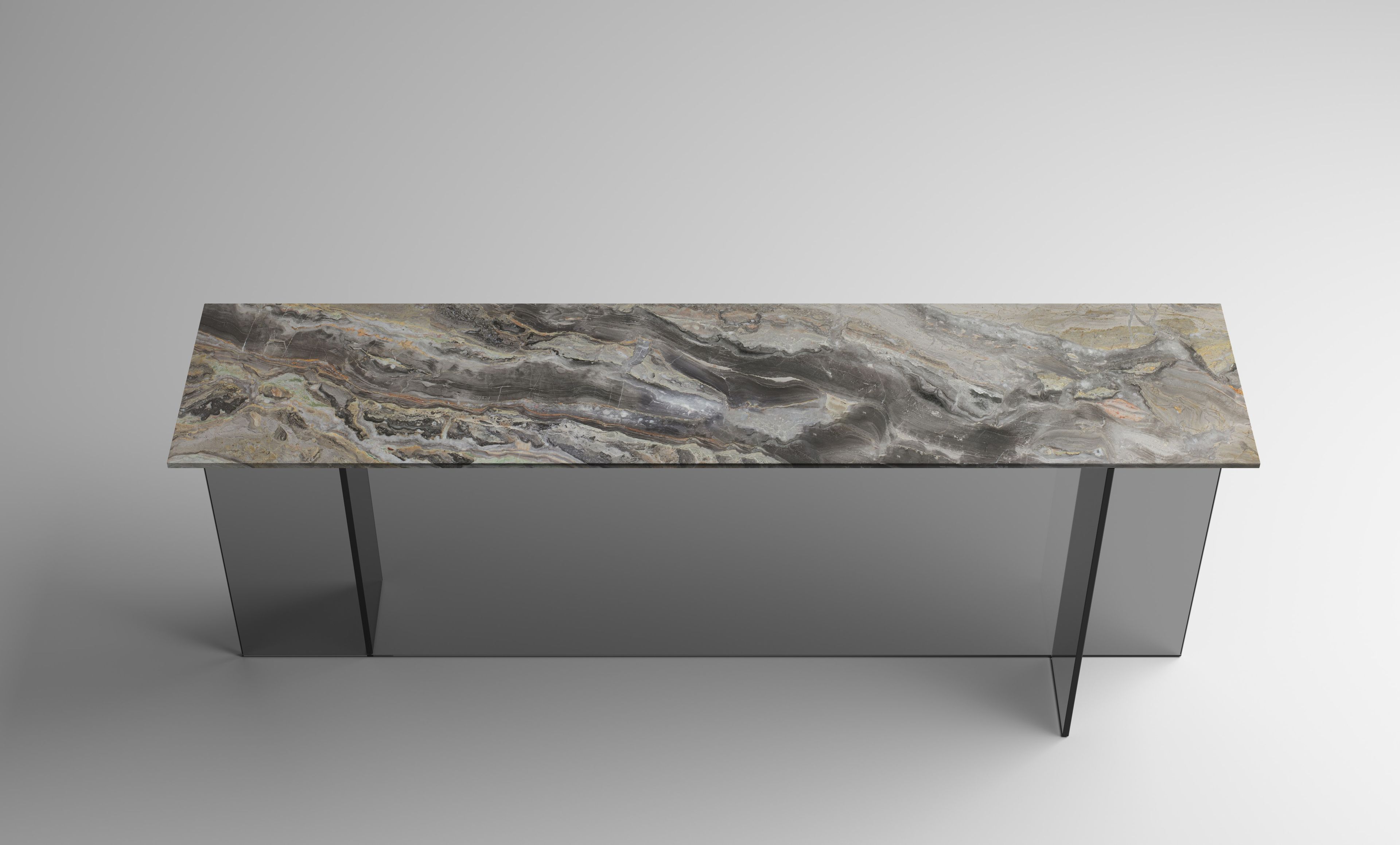 Прямоугольная консоль с мраморной столешницей и стеклянным основанием Tonelli Design Секстант ARCH-00022434 - Вид №1