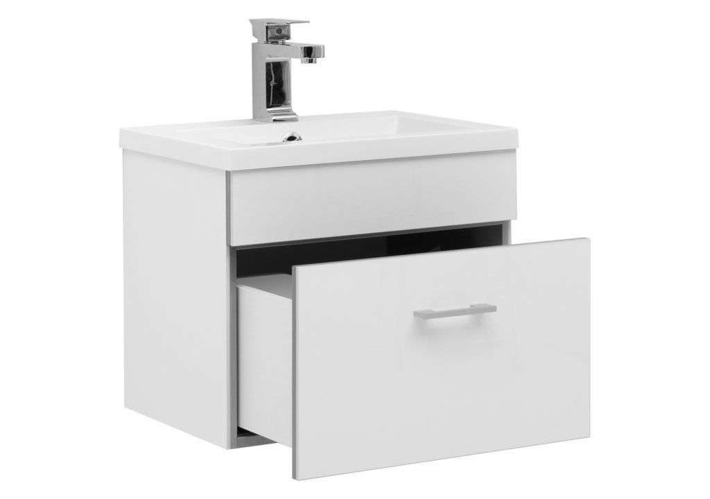 Тумба под раковину Aquanet Верона 50 белый (подвесная 1 ящик) sun-id-275335 - Вид №1