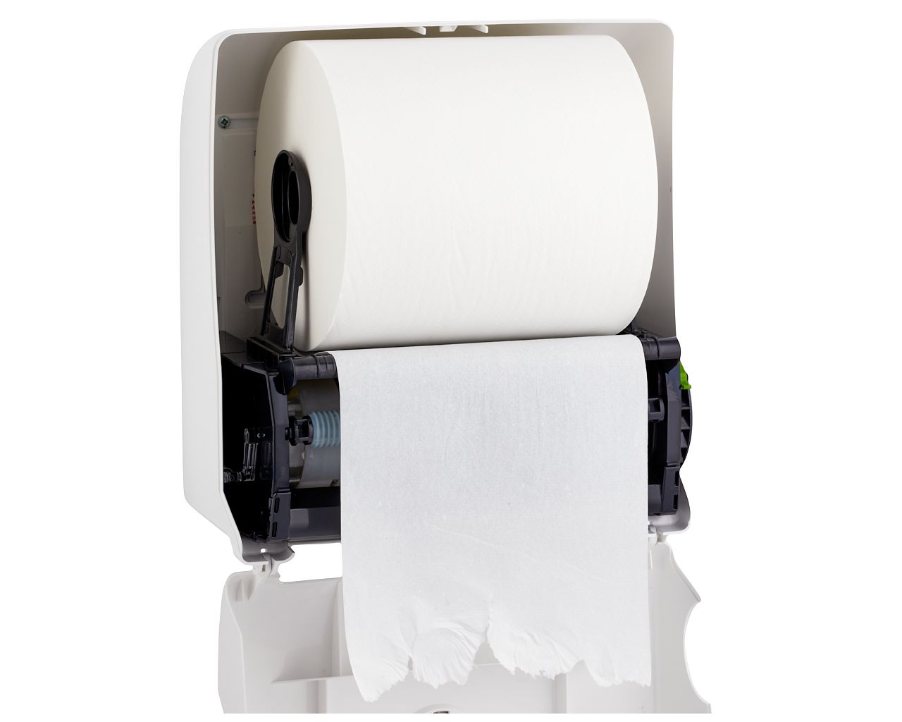 CTN302 TOP AUTOMATIC MAXI механический диспенсер для бумажных полотенец в рулонах, пластик ABS, глянцевый белый, синее окно Merida  - Вид №2