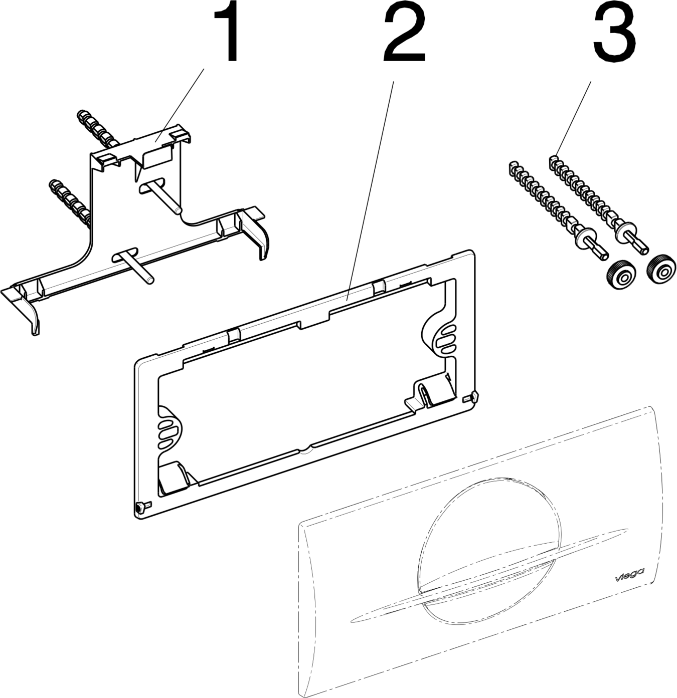 Системная техника  Принадлежности к панелям смыва для унитазов и писсуаров  Панели смыва для унитазов VIEGA 463 175 1)2) Модель 8312.1 Santreyd  - Вид №3