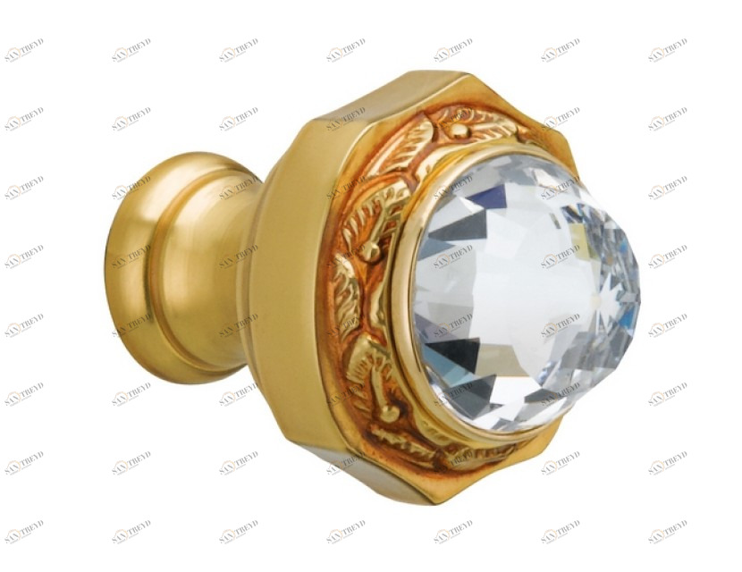 0Z5746.000.43 Ручка для шкафа диаметром 32 мм с кристаллами сваровски Сатинированное старое золото 24К Mestre 