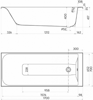 Акриловая ванна 170х70 KOLO Rekord AntiSlide XWP1670101  - Вид №6