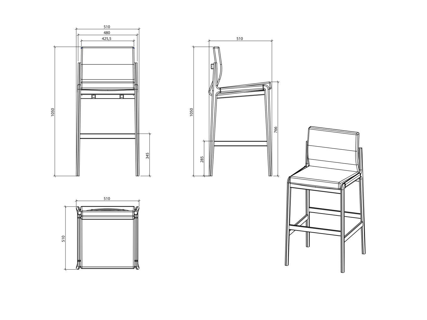 Высокий кожаный стул Laskasas холст ARCH-00073338 - Вид №6