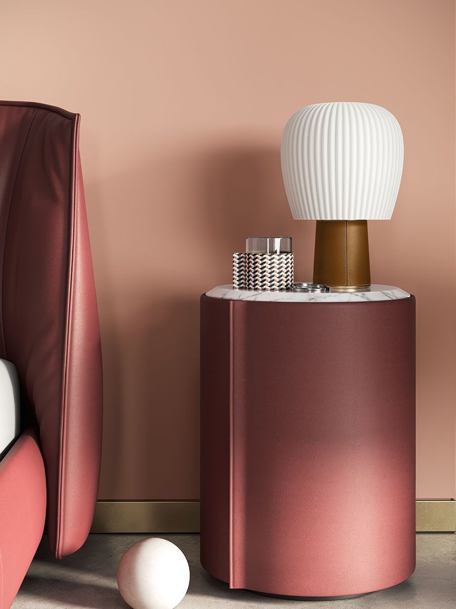 Круглый кожаный прикроватный столик Poltrona Frau коллекция-мебель и аксессуары ARCH-00129514 - Вид №2