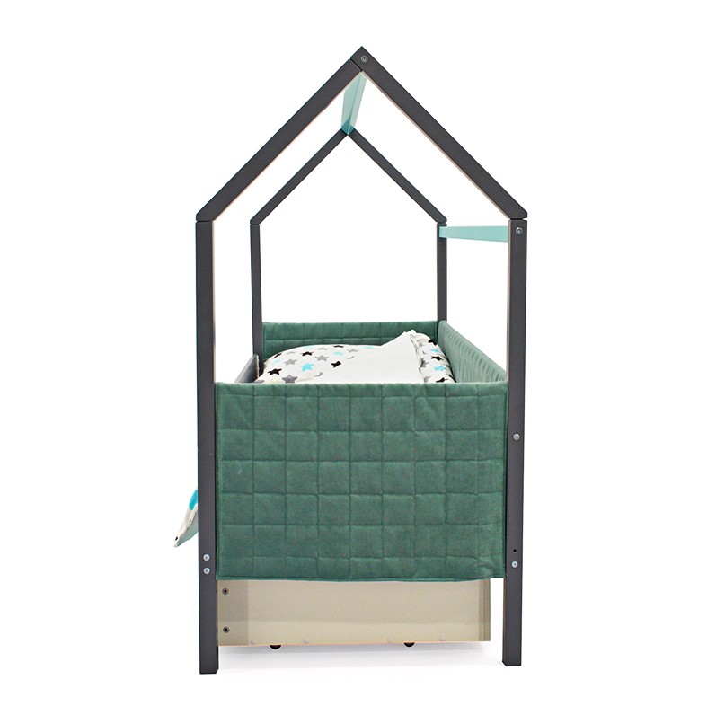 Детская кровать-домик мягкая графит-мятная Svogen БЕЛЬМАРКО  00-3873190 Серый Santreyd  - Вид №8