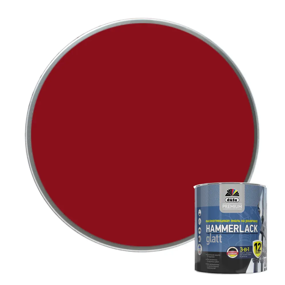 Эмаль по ржавчине 3 в 1 Dufa Hammerlack гладкая цвет винно-красный 0.75 л STLM-2185665