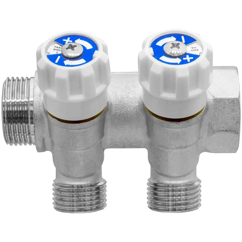 Коллектор с вентилем MPF на 2 выхода 3/4"x1/2" наружная резьба STLM-2174214