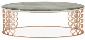 Stylish Club Низкий овальный журнальный столик из мрамора и металла Cocktail Scf.c03