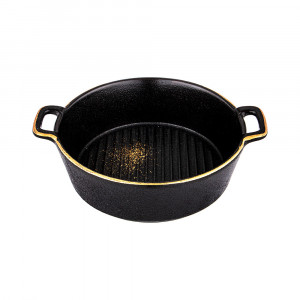 42-370 Посуда фарфоровая САЛАТНИК С РУЧКАМИ BRONCO "MIDNIGHT GOLD" Lefard
