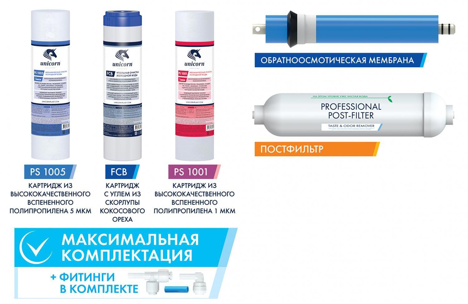 90429560 Комплект картриджей KCB-FRO-5 для обратноосмотической системы FRO-5 STLM-0223240 UNICORN
