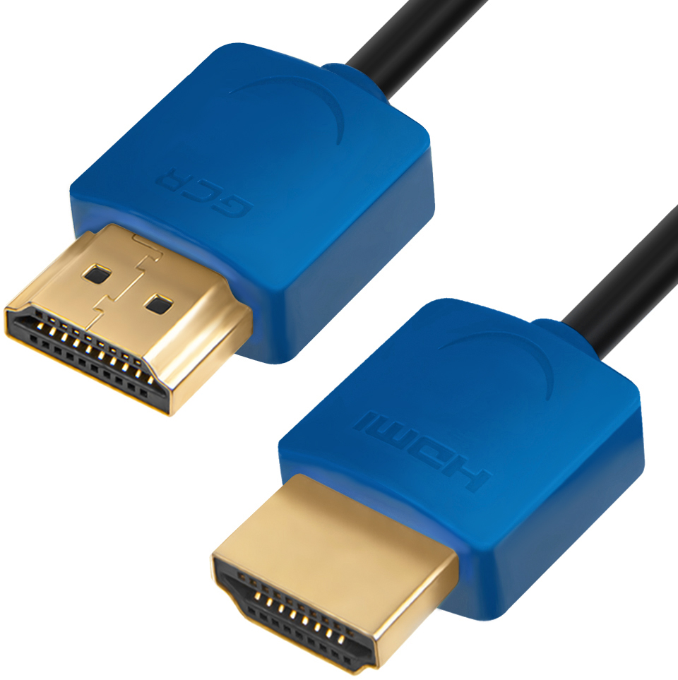 GCR-HM530-3.0m кабель 3.0m hdmi версия 1.4, черный, синие коннекторы, slim od3.8mm, 32/32 awg, позолоченные контакты, ethernet 10.2 гбит/с, 3d, 4k, premium , экран Greenconnect Santreyd 