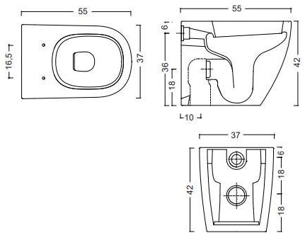 Приставной унитаз напольный Белый Nic Pin Италия sun-id-1404575 - Вид №3