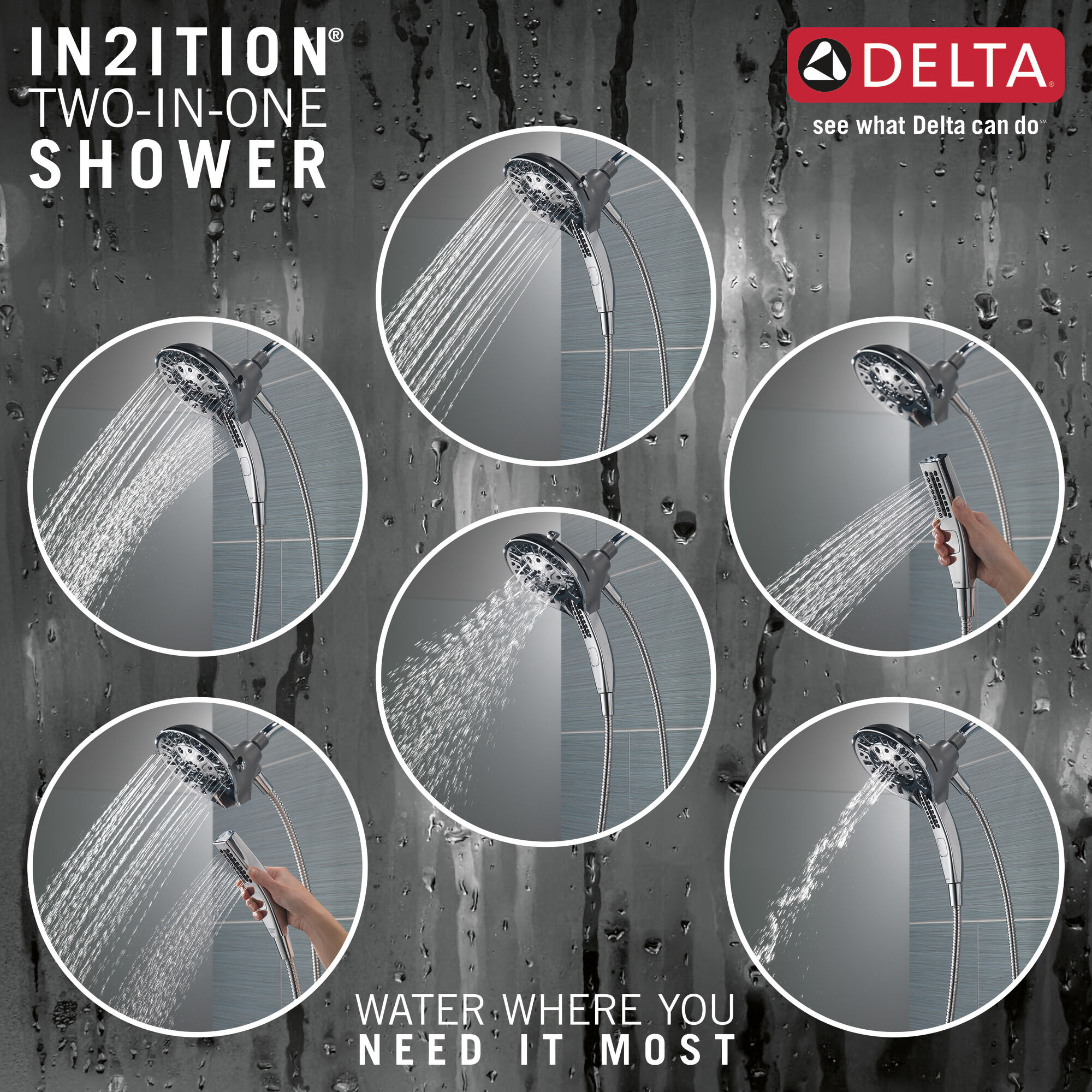 Душевая лейка Palm® с 5 струями Delta Faucet 75505WH - Вид №3