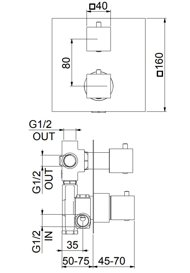 PE970903015 Смеситель для душа термостатический Webert Pegaso - Вид №1