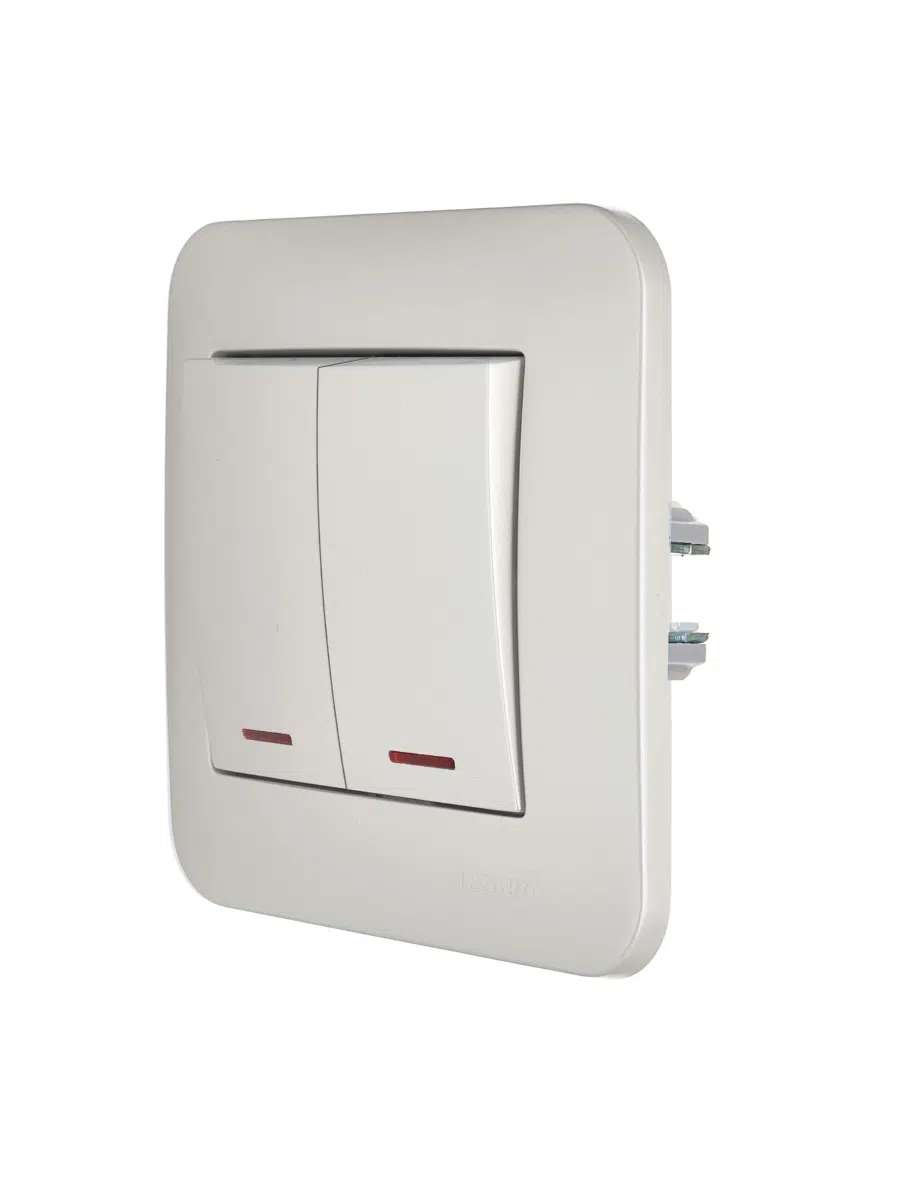 ASTI Выключатель двойной с подсветкой жемчужно-белый перламутр LEZARD 7081-3030-112