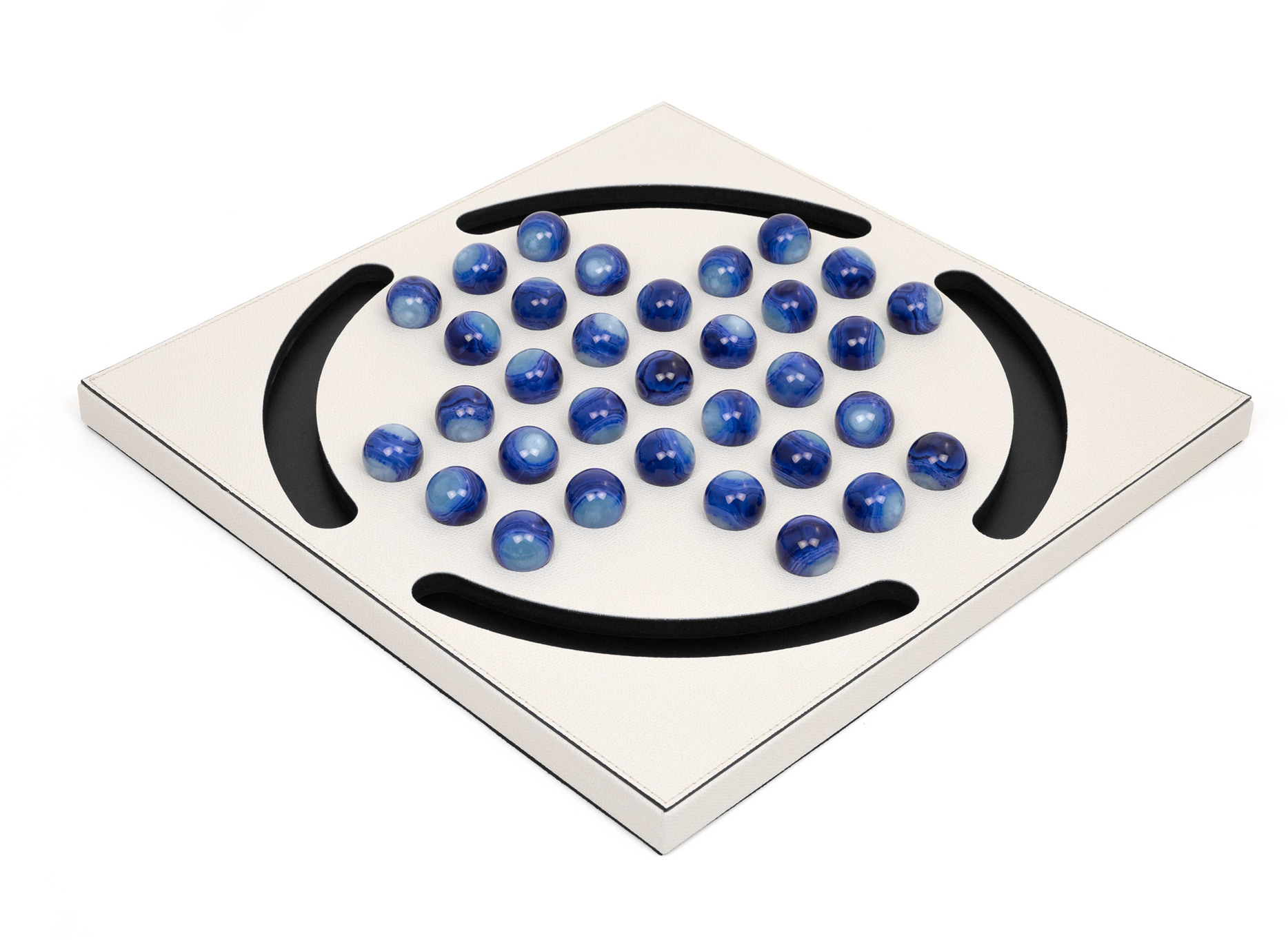 Пасьянс «Колышек» с синими пешками - 39X39XH2,5 см / Grained-Leather_earth