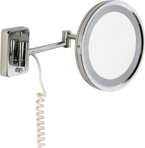 H221/WITHLED Sanibano, настенное круг. зеркало с 3-х крат. увелич. и LED подсвет.(с проводом и вилкой), цвет хром