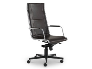 5-спицевое кожаное офисное кресло с колесами