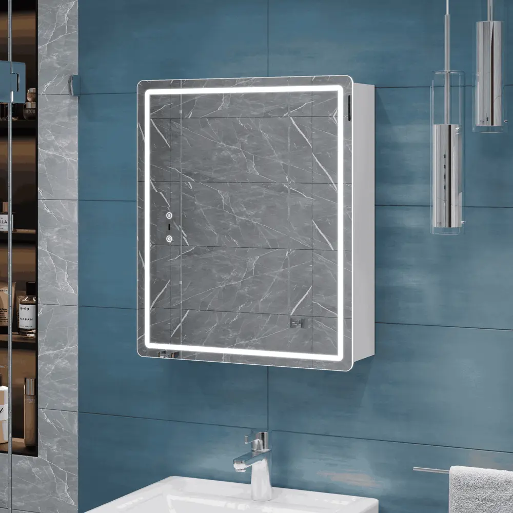 Шкаф для ванной комнаты с зеркалом Vigo Bloss 49.7x60x17 см с подсветкой 89446219 STLM-2171016 - Вид №11