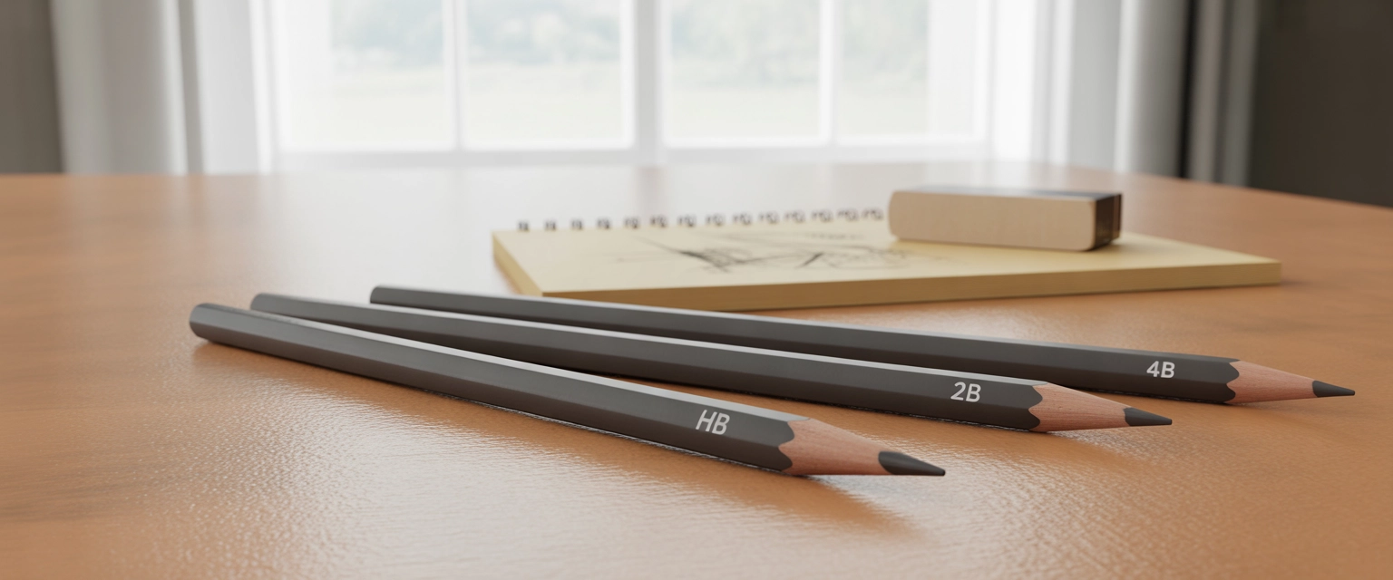 Простые карандаши (разной твердости: HB, 2B, 4B) - Баннер категории